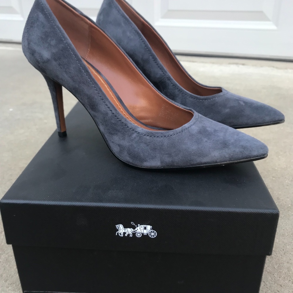 Coach, midnight navy suede heels, women’s size 7